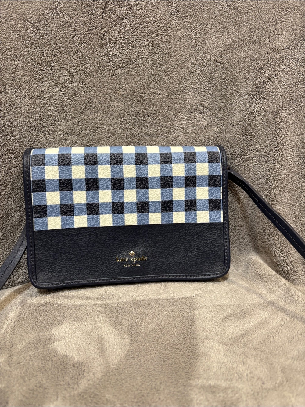 kate spade Navy, Cream & Light Blue Gingham Crossbody